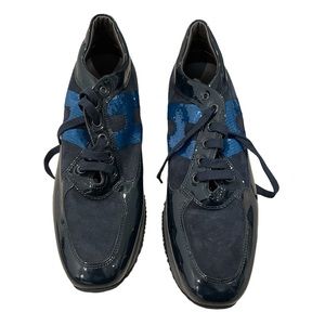 Hogan Embellished Black Sneakers with Blue Sequins SZ38